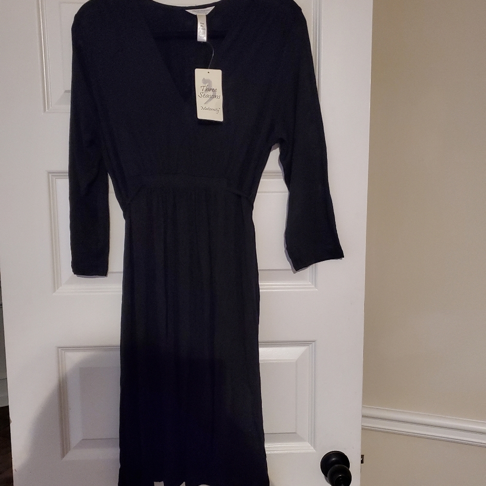 Three Seasons Maternity Womens Shift Dress Black